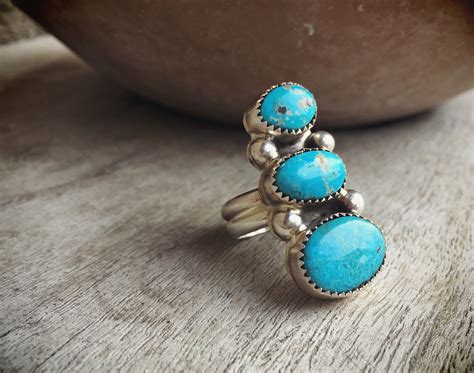 Signed Navajo Turquoise Ring, Native American Indian Jewelry, Vintage ...