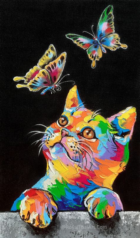 Colorful Cat Painting Collection For Sale Online