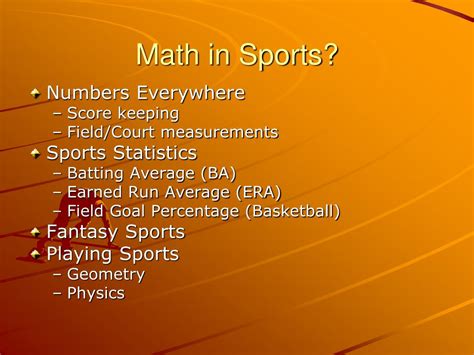 PPT - Math and Sports PowerPoint Presentation, free download - ID:23875