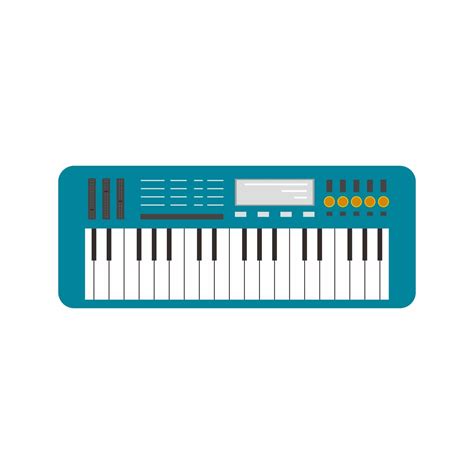 Vector keyboard musical instrument flat icons. Cute pianist equipment ...