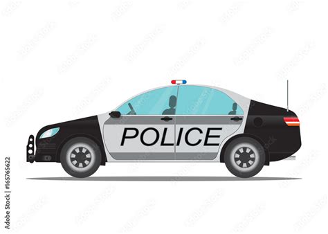 Police car side view isolated on white background. Stock Vector | Adobe Stock