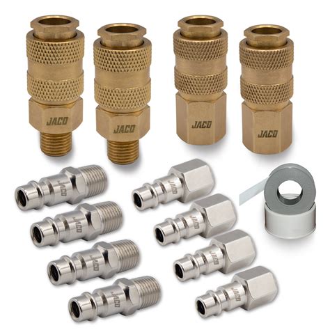 Hi-Flo Quick Connect Air Fittings | Plug & Coupler Kit - 1/4" NPT (Set of 12)