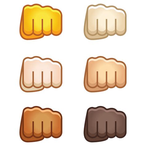 Different mood emoji. Emotional fist bump punch fight emoji hand set of ...