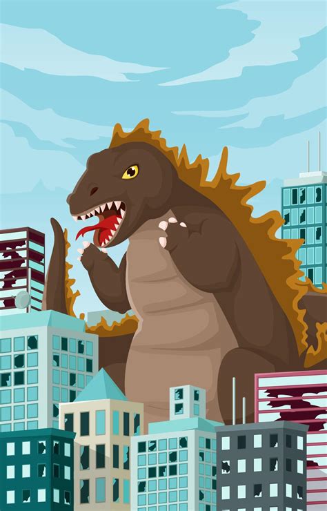 Giant Monster Attacking The City Concept 20794598 Vector Art at Vecteezy