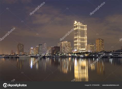 Night View Manila Bay Harbour Square Manila Philippines – Stock ...