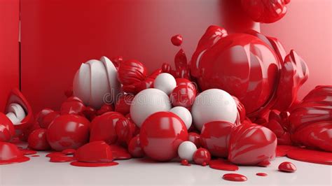 Paint Red and White Background in Modern Style on Soft Blue Background ...