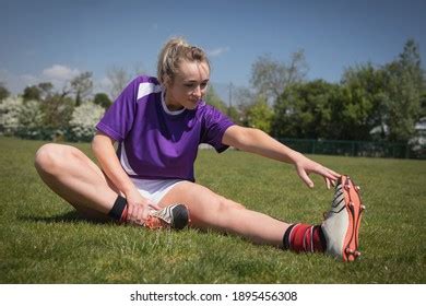 Full Length Female Soccer Player Exercising Stock Photo 1895456308 ...