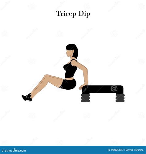 Tricep Dip Workout Outline Cartoon Vector | CartoonDealer.com #142917691