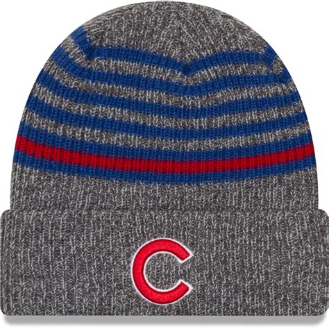 Men's Chicago Cubs New Era Gray Stripe Strong Cuffed Knit Hat