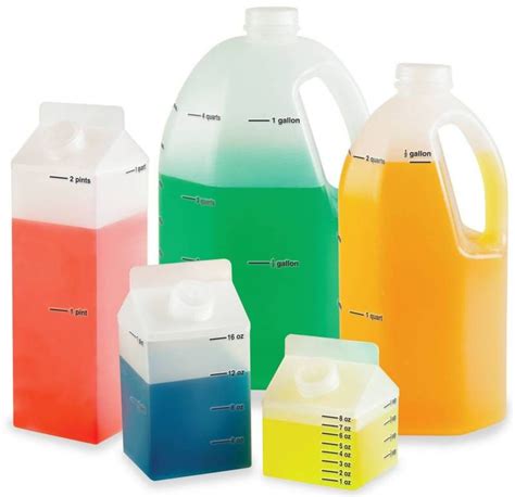 This 5 piece liquid measurement set is designed to resemble familiar household containers for ...