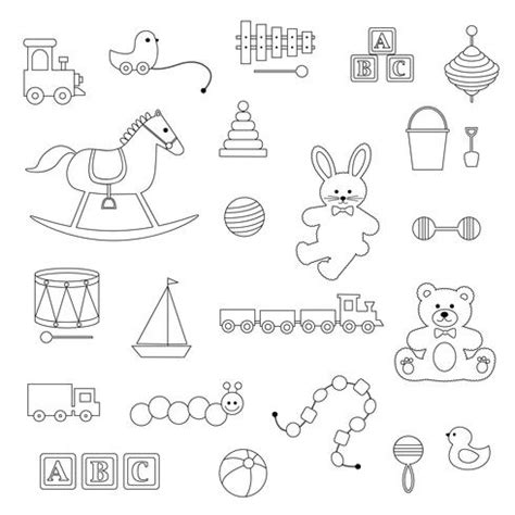 black outline baby toys digital stamps 355388 Vector Art at Vecteezy