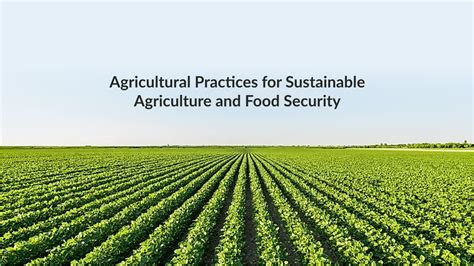 Agricultural Practices for Sustainable Agriculture and Food Security