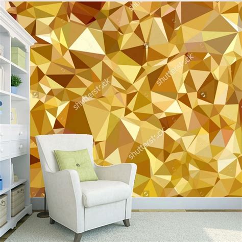 Custom-gold-wallpaper-Gold-Geometric-Polygon-modern-murals-for-living-room-bedroom-background ...