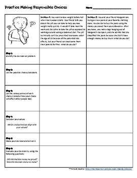 Decision Making Practice Scenario Worksheet by Carlee Belk | TPT