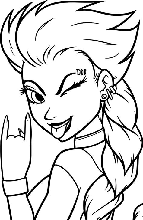 Punk Hair Coloring Pages (With images) | Cartoon drawings sketches ...