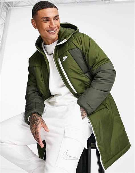 Nike Legacy Therma-fit Insulated Long Parka Coat in Green for Men | Lyst UK