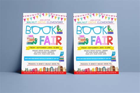 Editable Book Fair Flyer Template Colorful School Fundraiser - Etsy