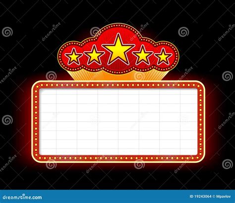 Neon marquee sign stock vector. Illustration of cinema - 19243064