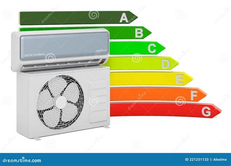 Air Conditioner with Energy Efficiency Chart, 3D Rendering Stock ...