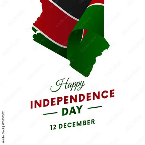 Banner or poster of Kenya independence day celebration. Kenya map. Waving flag. Vector ...