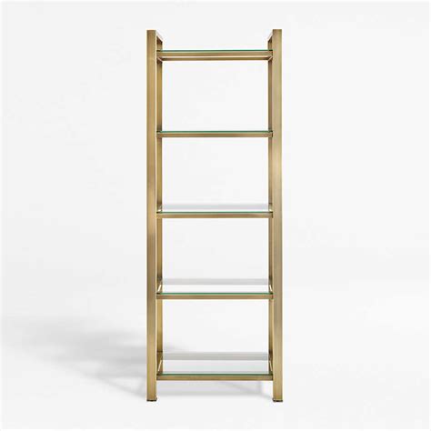 Pilsen Brass Bookcase with Glass Shelves + Reviews | Crate & Barrel