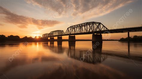 Sunset Over A River With Several Bridges Background, Picture Of ...