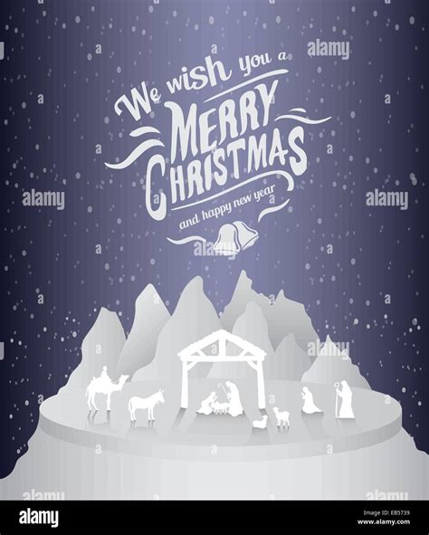 Merry christmas vector with nativity scene Stock Vector Image & Art - Alamy