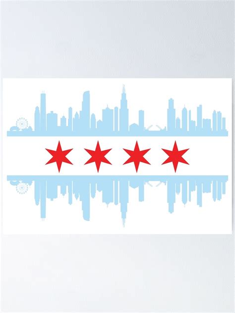 "Chicago Skyline Flag" Poster for Sale by megan28mb | Redbubble