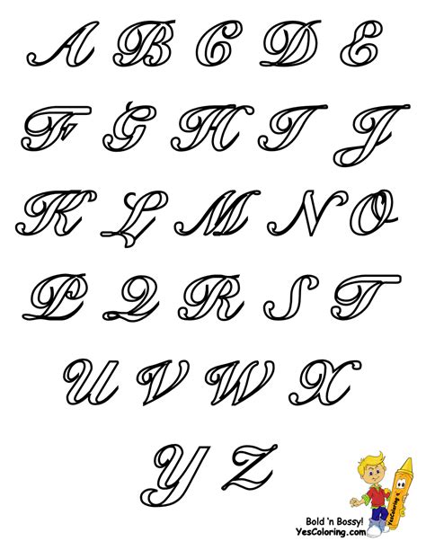 Classic Coloring Pages Alphabet | Cursive | Letters | Free | Alphabet Print Outs | Lettering ...
