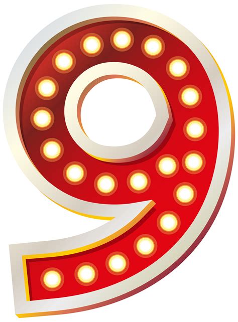 Red Number Nine with Lights PNG Clip Art Image | Gallery Yopriceville ...