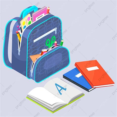 School Bag Open Vector Design Images, School Bag With Open Notebook Or ...