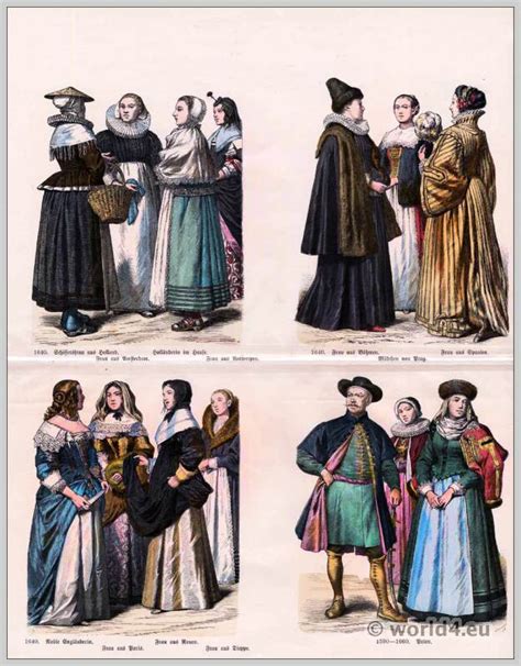 16th and 17th century costumes.