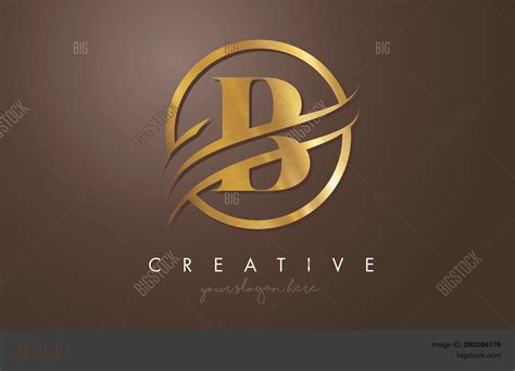 B Golden Letter Logo Vector & Photo (Free Trial) | Bigstock