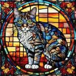 Cat Tiffany Window Picture Mosaic Free Stock Photo - Public Domain Pictures