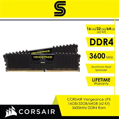 CORSAIR Vengeance LPX 16GB/32GB/64GB (x2 Kit) 3600MHz DDR4 Ram | Shopee ...