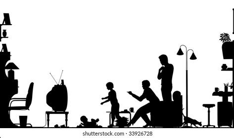 Black Silhouette Family Living Room People Stock Vector (Royalty Free) 1918034726 | Shutterstock