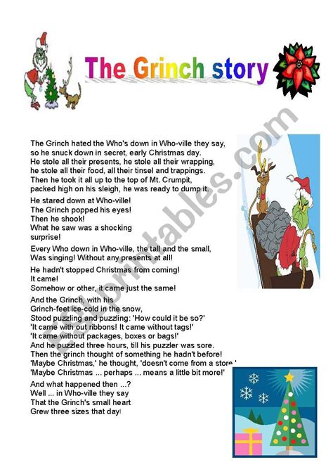 Grinch Story Printable