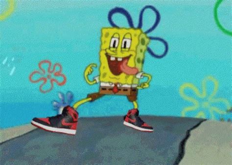 Spongebob Running Wear Nike Jordan Shoes GIF | GIFDB.com