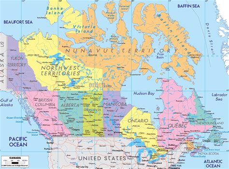 Large political and administrative map of Canada with roads and cities | Canada | North America ...