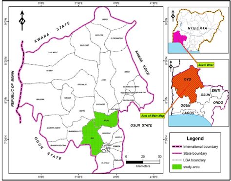 Map of Oyo state indicating sampled local government areas (LGAs ...