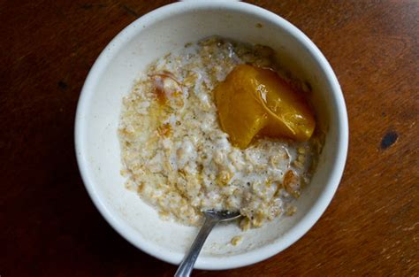 Peach Oatmeal | A bit of old-fashioned oats, nuked with some… | Flickr