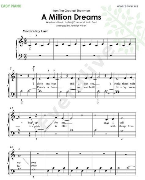 "A Million Dreams" from the Greatest Showman. Piano sheet music. #amilliondreams #piano # ...