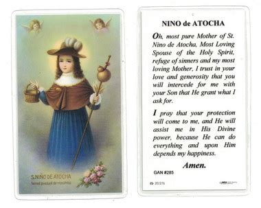 Nino de Atocha Laminated Prayer Card (RR306)