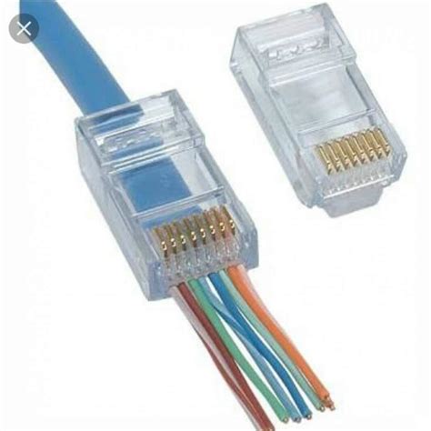 RJ45 CAT5e CAT6 Connector - End pass through Ethernet 8P8C Gold Plated modular plug 50-pcs ...