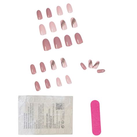 24 Pieces Cute Almond Shape Short Fake Nails With Black Lines | Shop Today. Get it Tomorrow ...