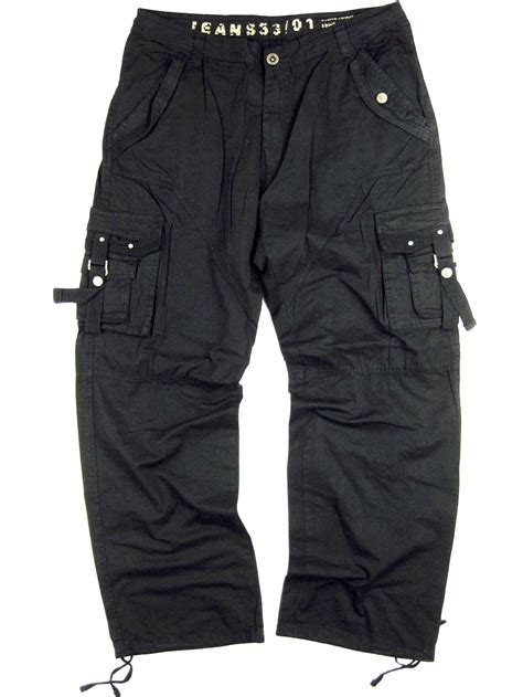 StoneTouch Men's Military-Style Plus size Cargo Pants 46x32 Black Color #A8G - Walmart.com