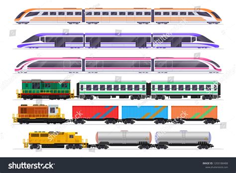 Trains Set Passenger Freight Train Wagons Stock Vector (Royalty Free ...