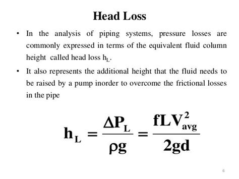 Head Loss In Pipe Example