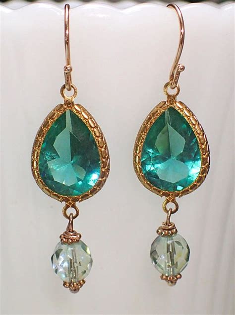 Emerald Green Dangle Earrings Art Deco Earrings Vintage | Vintage ...