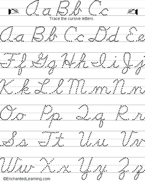 tracing cursive letters worksheets free alphabetworksheetsfreecom - 26 trace the uppercase ...